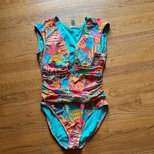 Bleu Rod Beattie Teal and Pink Swimsuit